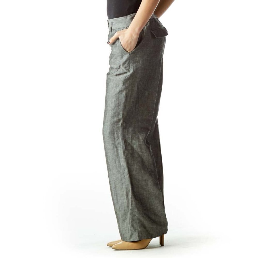 LOFT Gray Pleated Straight Leg Pants - Picture 2 of 3